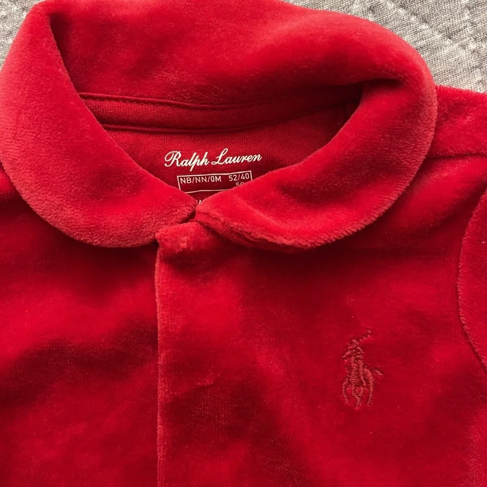 Ralph Lauren Red Velvet Baby One-Piece Footed Sleeper